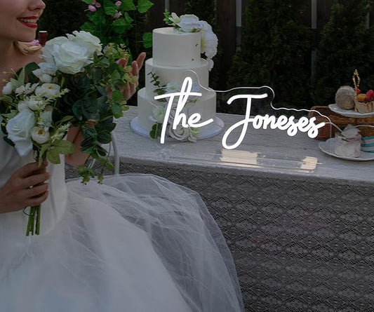 Tabletop Custom Neon Sign for Wedding, Personalised Free Standing Last Name Neon Sign with Acrylic Base, for Wedding Reception,Festival Anniversary
