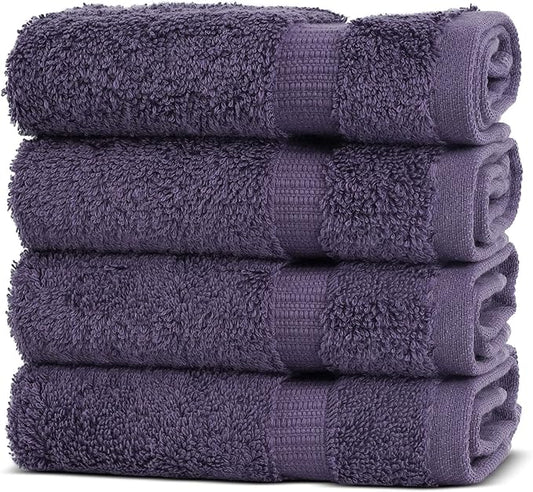 Chakir Turkish Linens | Hotel & Spa Quality 100% Cotton Premium Turkish Towels | Soft & Absorbent (4-Piece Washcloths, Plum)