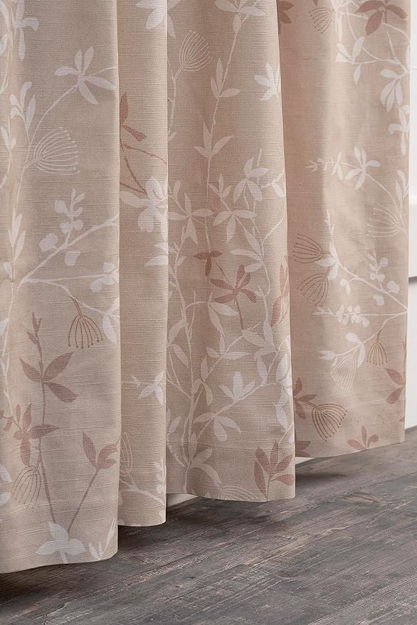 Maison d' Hermine Curtains for Living Room 100% Cotton 84 inch Length One Panel Light Filtering Curtains for Bedroom Windows with Rod and Loop Pockets Drapes (Louxor Beige, 50" W x 84" L)