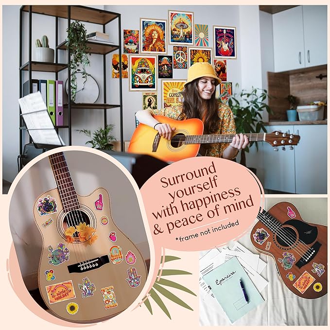 97 Decor Hippie Room Decor for Bedroom Aesthetic - Hippy Retro Room Decor, Hippie Wall Decor, Hippie Posters, Vintage 60s 70s Decor Poster, Groovy Decor Home, Boho Indie Trippy Dorm (8x10 Unframed)