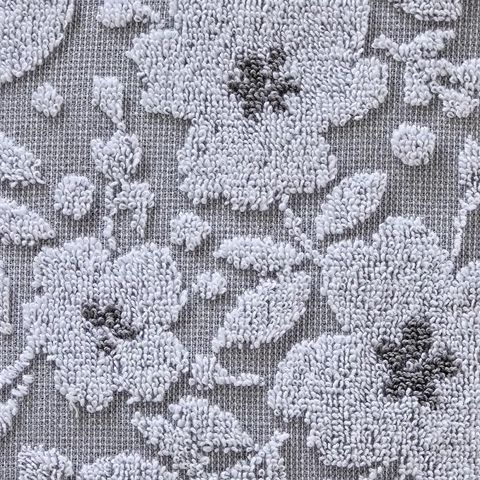 SKL Home Floral Jacquard Hand Towel Set, Gray, 2 Count