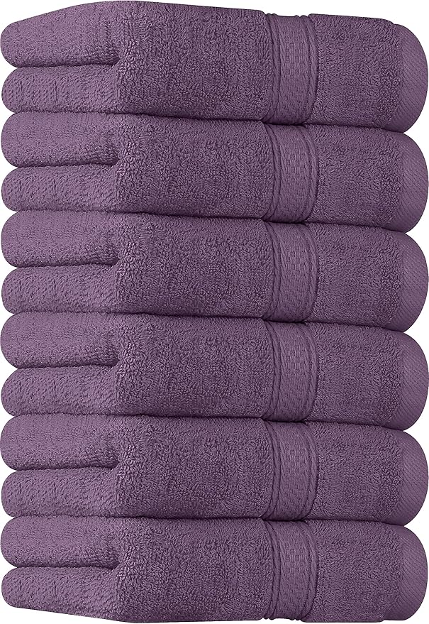 Utopia Towels 6 Pack Premium Hand Towels Set, 16 by 28 inches, 100% Ring Spun Cotton, Ultra Soft and Highly Absorbent 600GSM Towels for Bathroom, Gym, Shower, Hotel, and Spa, Plum