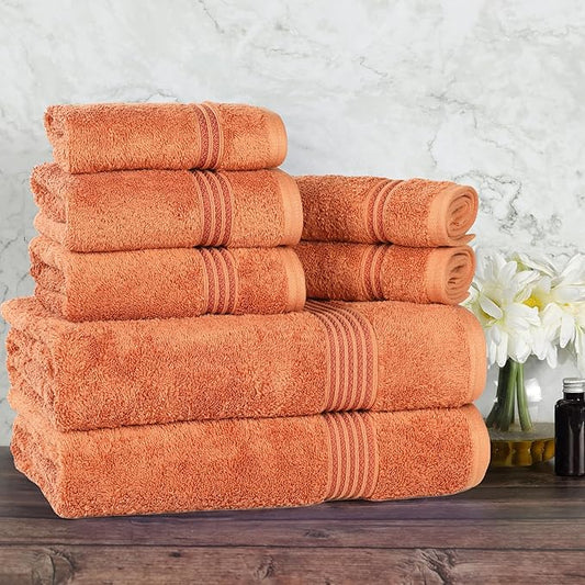 Superior Egyptian Cotton 8-Piece Towel Set, Assorted Towels for Home Bathroom, Master Bath, Decor Essentials, Includes 2 Bath, 2 Hand, 4 Face Towels/Washcloths, Quick Dry, Absorbent, Caramel Brown