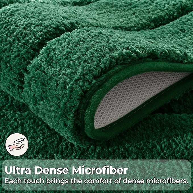 GRANNY SAYS Green Bathroom Rugs Non Slip, 16" x 24", Bath Rugs for Bathroom, Small Bath Rug Washable，Absorbent Bath Mats for Shower Room Floor, Microfiber Mat for Tub, Absorbent Shower Rugs