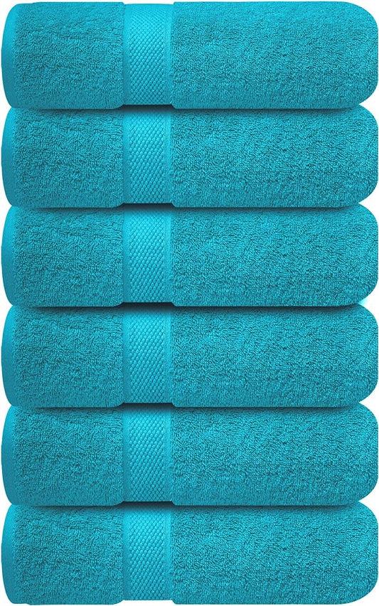 Infinitee Xclusives 100% Cotton Hand Towels for Bathroom – Ultra-Soft & Highly Absorbent, 6-Pack, Gym, Spa & Hotel |Serene Teal|