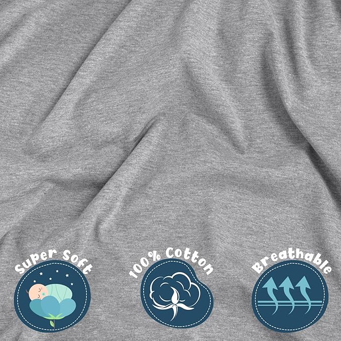 100% Cotton Jersey Knitted Mini Crib Sheets for Boys and Toddler, Soft and Breathable, Crib Sheets Girl Snug Fit, Machine Washable, Multiple Colors (P1, Gray,38"x24"x6")