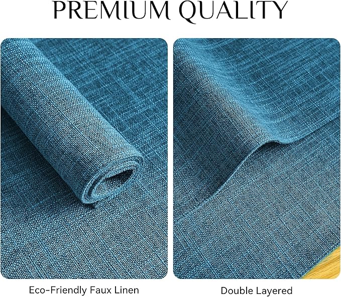 Softalker Faux Linen Placemats Set of 4-12 x 18 Inch, Heat Resistant Double Layered Durable Burlap Farmhouse Place Mats, Non-Slip Washable Rustic Table Mats for Dining, Kitchen, Party（Sky Blue