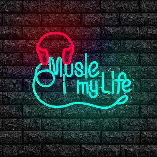 Live Music Neon Sign for Wall Decor, LED Dimmable Shark Light Up Signs for Bedroom Music Decor Studio Rec Room Game Party Decor
