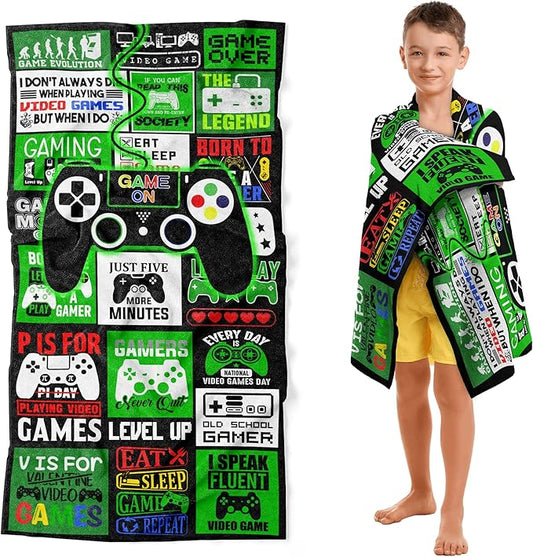 Video Game Towel for Boys Girls 30" x 60" Microfiber Video Game Beach Towel for Kids Bath Pool Shower Camping Travel Towel