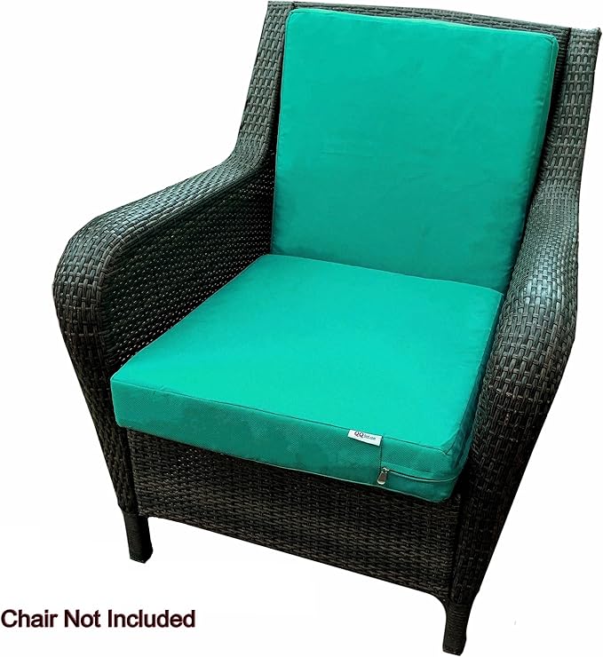 2 Pack 25X25X5 Inch Outdoor Water-Resistant Cushion Pillow Replacement Covers Only with Zipper for Patio Furniture, Sofa, Loveseat, Deep Seat Chair in Peacock Color