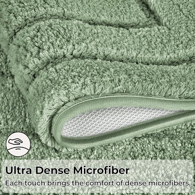 GRANNY SAYS Sage Green Bathroom Rugs Non Slip, 59" x 24", Small Bathroom Rugs Washable，Bath Mats for Floor, Microfiber Bath Mat for Tub, Absorbent Shower Rug