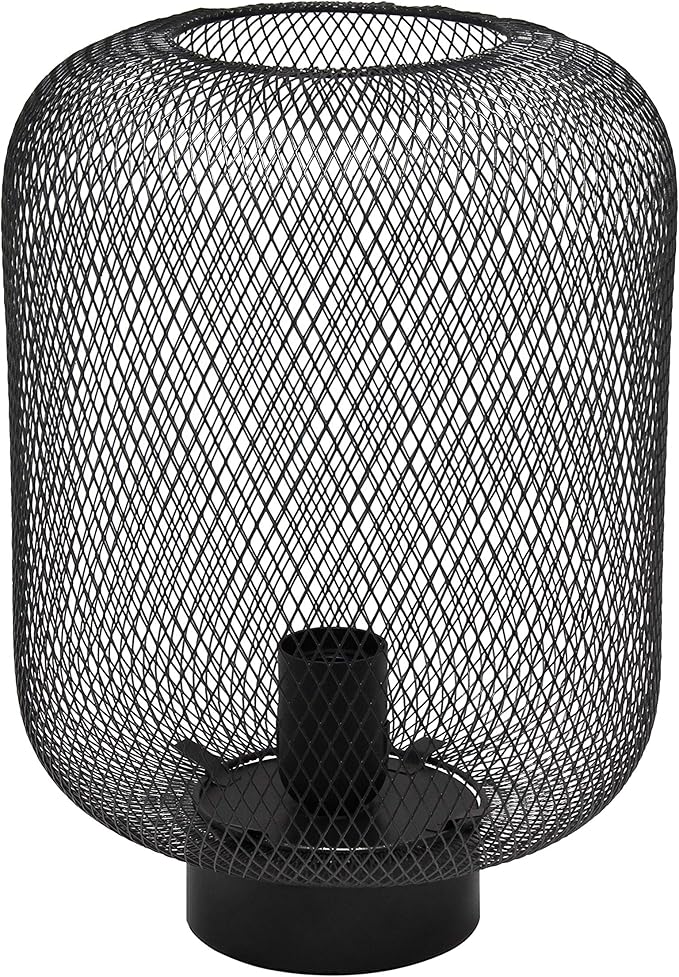 Simple Designs LT1072-BLK Metal Mesh Industrial Table Lamp, Black