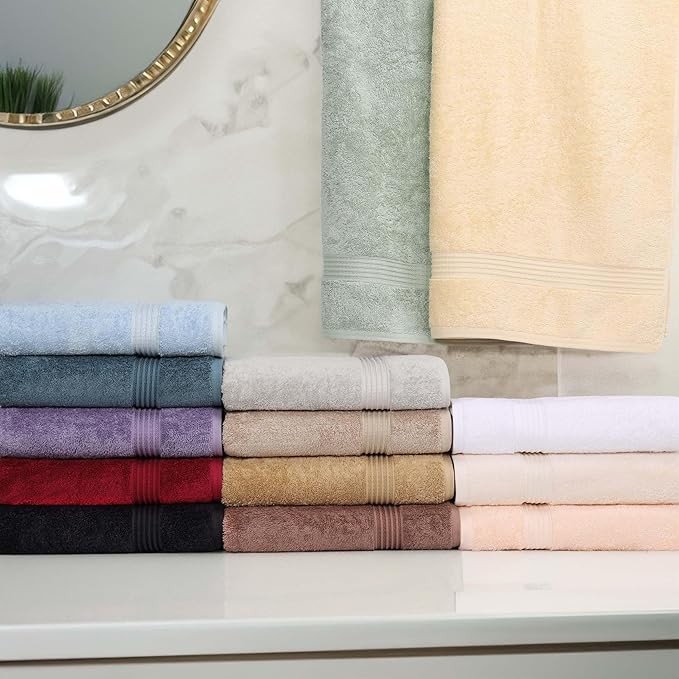 Superior Egyptian Cotton 3-Piece Towel Set, Basic Towels For Bathroom, Home Decor, Guest Bath, Shower, Apartment, Included 1 Face, 1 Hand, 1 Bath Towel, Washcloth, Quick Dry, Sage