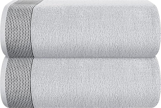 Belizzi Home Cotton 2 Pack Oversized Bath Sheet 35 x 70, Large Bath Sheet, Ultra Absorbent, Compact, Eco-Friendly and 100% Recyclable, Quick Drying and Lightweight Towel - Light Grey
