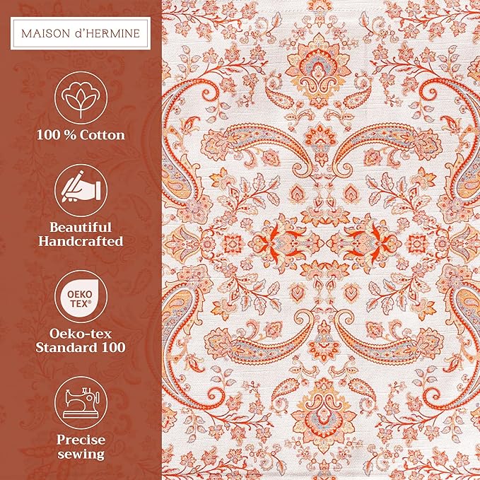 Maison d' Hermine Placemats Set of 4 100% Cotton Washable Cloth Place Mats, Reusable Table Mats for Kitchen Dining Decoration, Party, Wedding, Restaurant (Cachemire, 13" x 19")