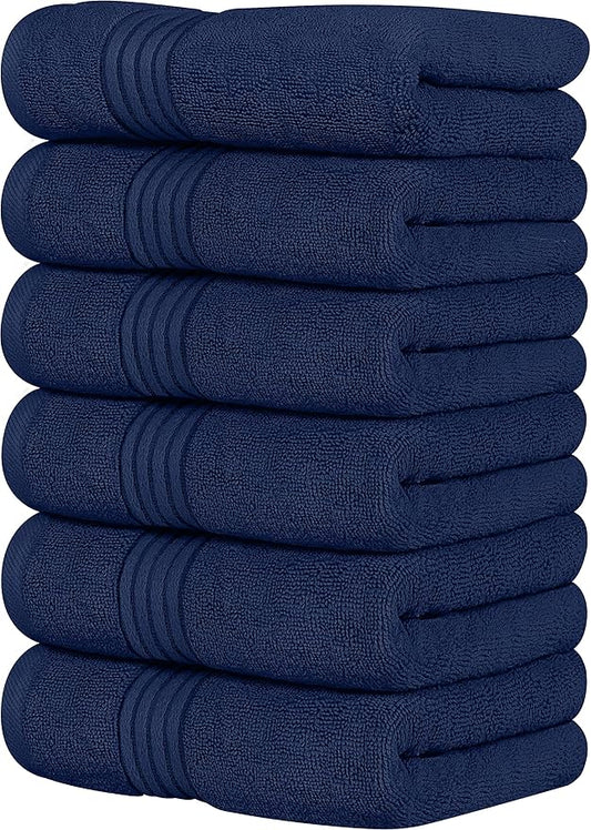 Utopia Towels 6 Piece Premium Hand Towels Set, 16 by 28 inches, 100% Ring Spun Cotton, Lightweight and Highly Absorbent Towels for Bathroom, Travel, Camp, Hotel, and Spa, Navy