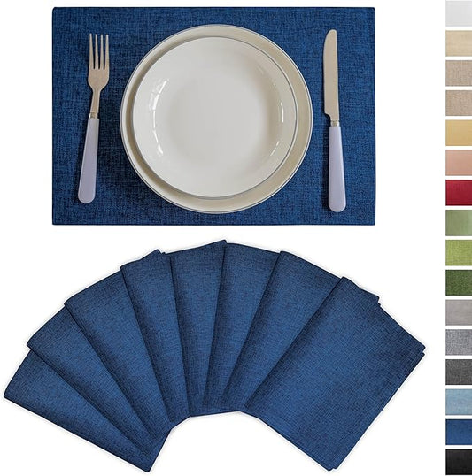 Demetex Navy Blue Place Mats Set of 8 Modern Wipeable Placemats Heat Rsistant Table Mats for Holiday Picnic Dinner, 13x19 inch, Navy Blue