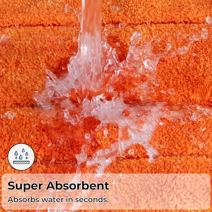 GRANNY SAYS Bathroom Rugs Non Slip, 16" x 24", Bath Rugs for Bathroom Washable, Bath Mats for Floor, Microfiber Bath Mat for Tub, Absorbent Bath Rugs for Shower Room, Orange
