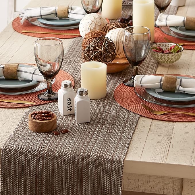 DII Variegated Tabletop Collection, Table Runner, 13x108, Mushroom