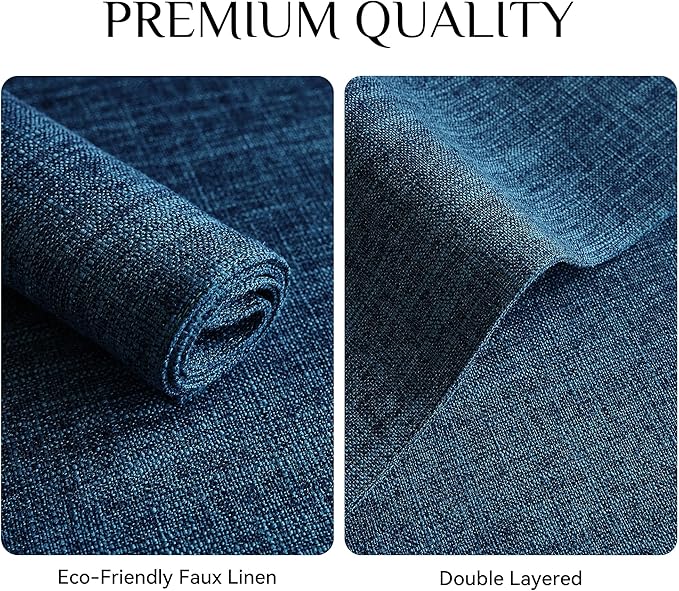 Softalker Faux Linen Placemats Set of 6-12 x 18 Inch, Heat Resistant Double Layered Durable Burlap Farmhouse Place Mats, Non-Slip Washable Rustic Table Mats for Dining, Kitchen, Party（Navy Blue
