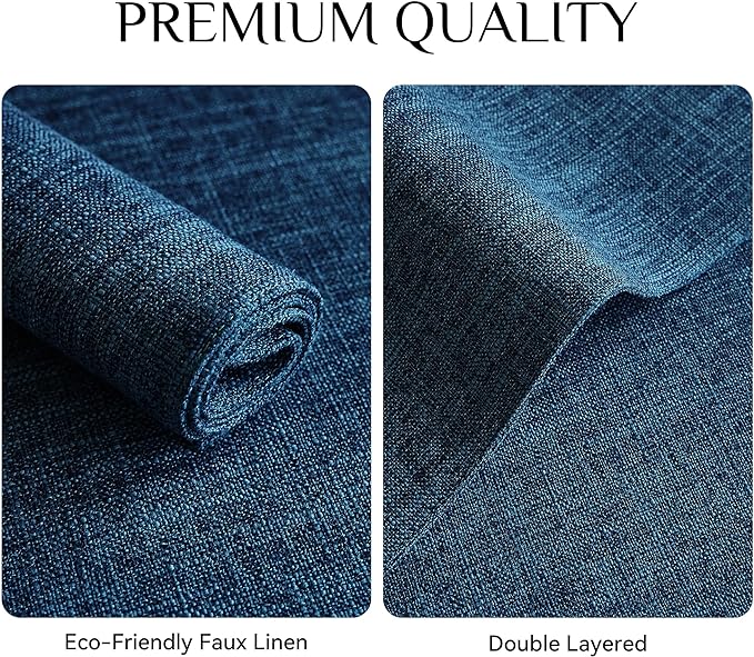 Softalker Faux Linen Placemats Set of 8-12 x 18 Inch, Heat Resistant Double Layered Durable Burlap Farmhouse Place Mats, Non-Slip Washable Rustic Table Mats for Dining, Kitchen, Party（Navy Blue