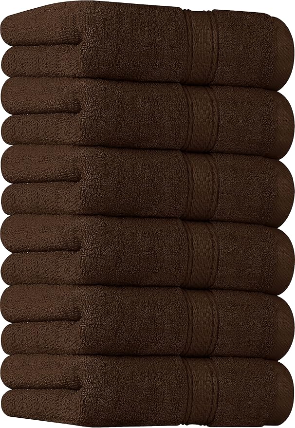 Utopia Towels 6 Pack Premium Hand Towels Set, 16 by 28 inches, 100% Ring Spun Cotton, Ultra Soft and Highly Absorbent 600GSM Towels for Bathroom, Gym, Shower, Hotel, and Spa, Dark Brown