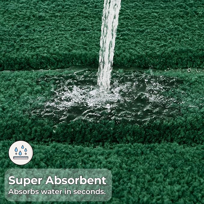 GRANNY SAYS Green Bathroom Rugs Non Slip, 16" x 24", Bath Rugs for Bathroom, Small Bath Rug Washable，Absorbent Bath Mats for Shower Room Floor, Microfiber Mat for Tub, Absorbent Shower Rugs