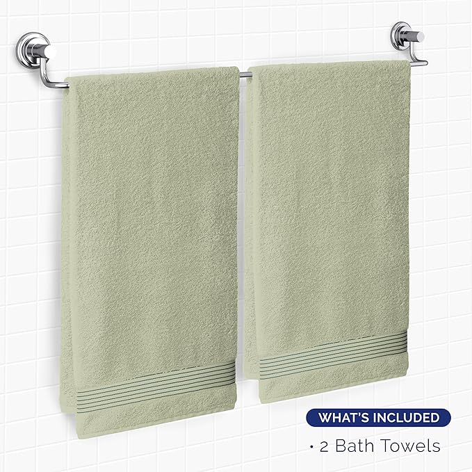 Elegant Comfort Premium Turkish Cotton 2 Pack Bath Towel Set - 27 x 54 inch, Luxurious Hotel Spa Quality 100% Turkish Cotton 2PC Bath Towel Set - Highly Absorbent - Soft Bathroom Towels, Mint Green