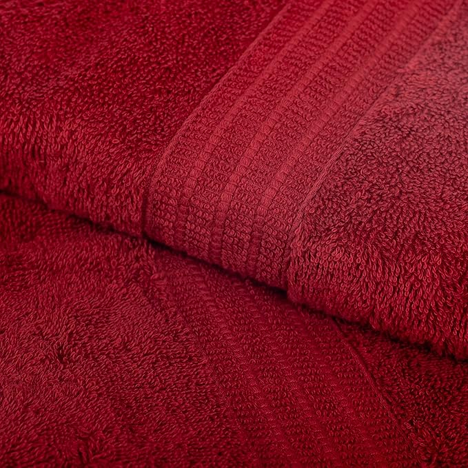 HOMELOVER 6 Piece Towel Set - 100% Organic Cotton, 2 Bath Towels, 2 Hand Towels, 2 Washcloths - 500 GSM, Hotel & Spa Quality, Soft, Quick Dry, Highly Absorbent Bathroom Essentials (Berry Red)