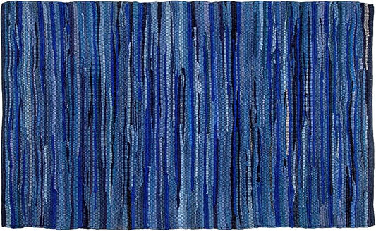 Rug Area Rugs Cotton Navy 3x5 Ft Multicolour Chindi for Livingroom Bedroom Washable RagRug Reversible Farmhouse Kitchen RunnerRug Carpet Area Runner Mat for Hallway, Entryway