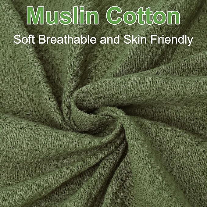 Muslin Bassinet Sheet for Baby Boy and Girl-2 Pack 17"x 33" Soft Bedside Bassinet Sheets Fitted for Rectangle, Round, Oval, Hourglass Mattress-Neutral Boho Olive Green & Beige Colors