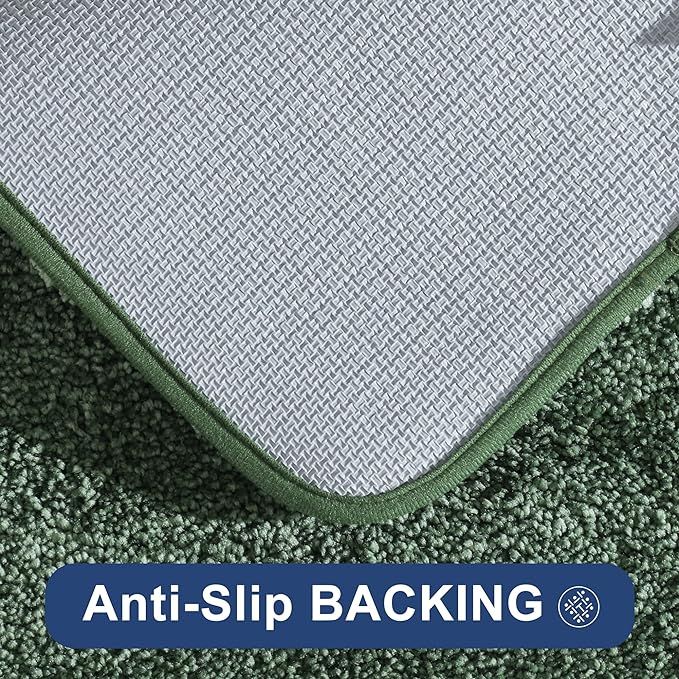 COSY HOMEER Extra Thick Bath Rugs for Bathroom - Anti-Slip Bath Mats Soft Plush Yarn Shaggy 100% Strong Mirco Polyeste Mat Living Room Bedroom Mat Floor Water Absorbent(Green,16x24 - Inches)