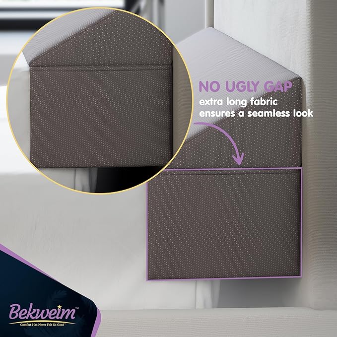 Wedge Pillow Headboard Bed Gap Filler Queen - Headboard Pillow Queen Size 60 X 10 X 6 - Long Pillow for Bed Wedge Gap Filler with Large Pocket for Bed Accessories - Mattress Gap Filler (Grey)