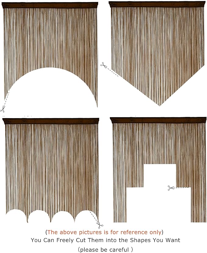Doorway String Curtain Door Curtains,Boho Hippie Hanging Patio Tassels Screen Room Decor Bedroom Wall Window Closet Kitchen Living Room Fringe Divider Panel Laundry Room(39×79in/100×200cm, Coffee)