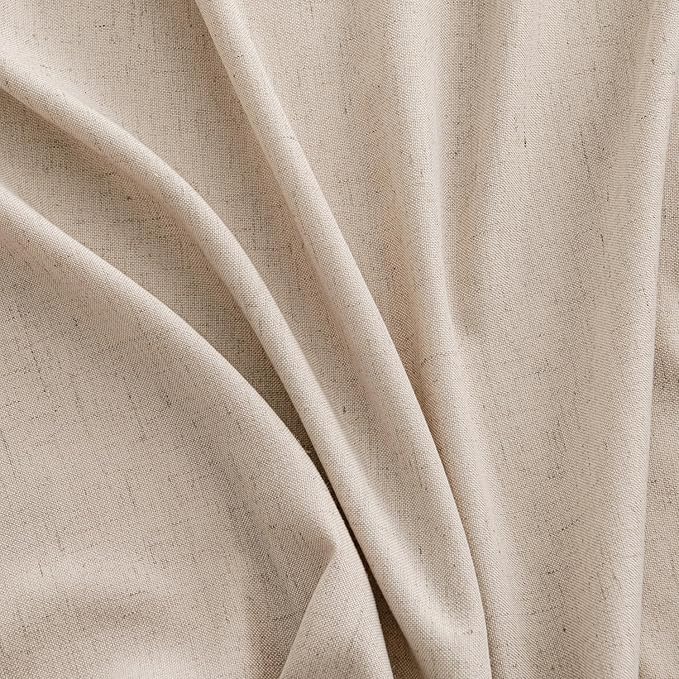 MIULEE Non-See-Through Privacy Linen Curtains 2 Panels, Light Filtering Window Curtains Farnhouse Textured Back Tab Semi Sheer Drapes for Bedroom Living Room, 52 x 108 Inches Long, Beige