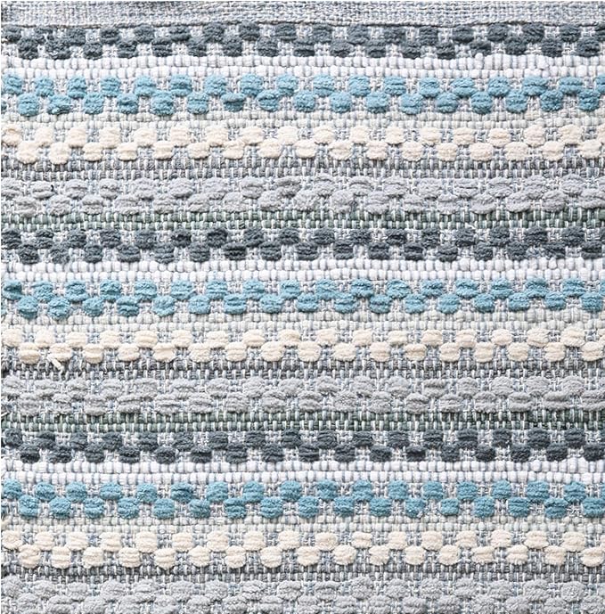 Chenille Bath Mat Rug 24x36 inch - 100% Cotton Soft Absorbent and Machine Washable Shower Bath Rug - Aqua Combo