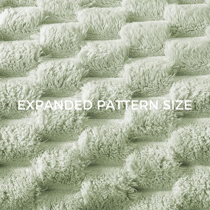 Whale Flotilla Throw Blanket for Couch with Jacquard Pattern, Fuzzy Soft Cozy Exquisite Blankets for All Season, Warm and Fluffy, 50x60 Inch, Sage Green
