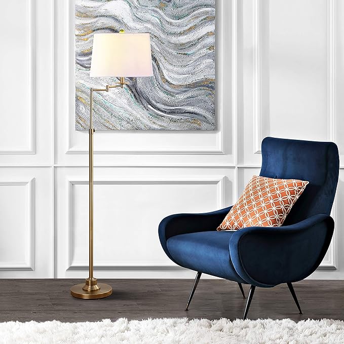 SAFAVIEH Lighting Collection Nadia Traditional Farmhouse Swivel Swing Arm Gold 64-inch Adjustable Height Living Room Bedroom Home Office Standing Floor Lamp (LED Bulb Included)