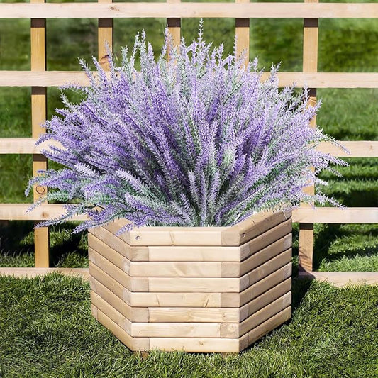 Agusbagli Artificial Lavender Flowers, 12 Bundles Purple Plastic Flowers UV Resistant Outdoor Plants Faux Lavender Stems for Garden Centerpieces Window Box Porch Home DéCor