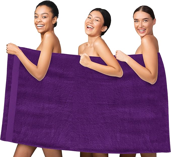 Elegant Comfort Premium Turkish Cotton 1 Piece Jumbo Bath Towel - 35 x 70 inch, Luxurious Hotel Spa Quality 100% Turkish Cotton Large Bath Towel - Highly Absorbent - Soft Bathroom Towel, Purple