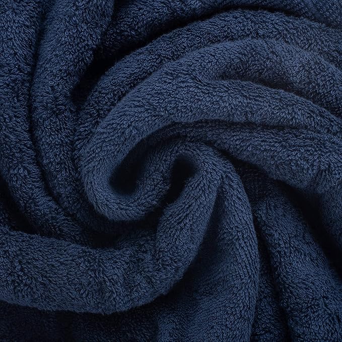 HOMELOVER 4 Piece Luxury Bath Towel Set - 100% Organic Cotton, 500 GSM, Hotel Quality, Highly Absorbent, Soft & Quick Drying Bathroom Towels for Showering, Washing & Guests (Deep Sea Blue)