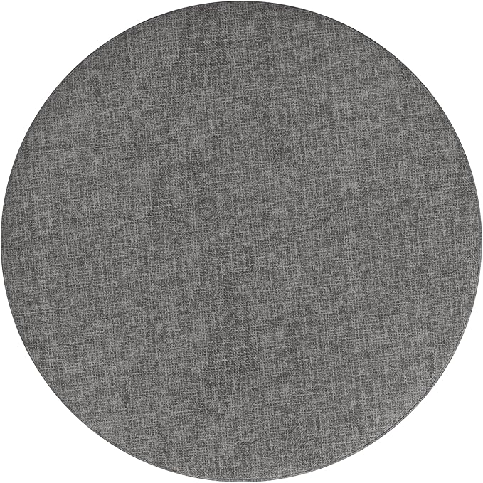 HomePop Upholstered Round Storage Ottoman Home Décor|Upholstered Round Foot Rest Ottoman -Gray Woven