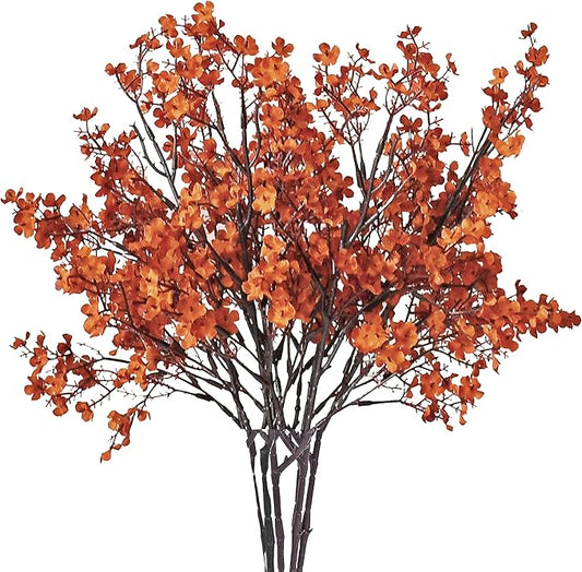 Mandy's Burnt Orange Artificial Baby’s Breath Flowers 6 Bundles Silk Gypsophila with Bendable Stems for Fall Centerpiece Wedding Decor and Table Arrangements