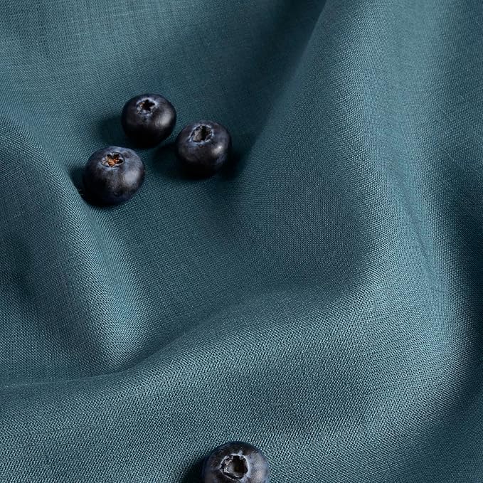 Solino Home Linen Cloth Placemats Set of 4-100% Pure Linen Peacock Blue Placemats 14 x 19 Inch for Summer - Fete