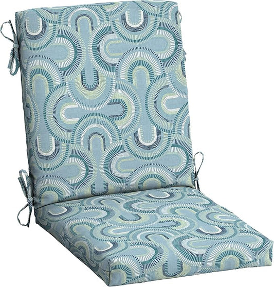 Arden Outdoor Dining Chair Cushion, 20 x 20, Rain-Proof, Fade Resistant, 20 x 20, Coastal Blue Geometric
