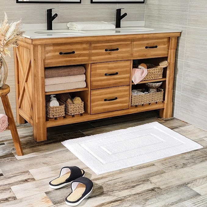 GRANNY SAYS White Bathroom Rug Mat, Bath Mats for Bathroom Non-Slip, 24" x 36", Super Soft and Water Absorbent, Microfiber Bath Rugs, Machine Wash Dry, Large Bath Rugs for Floor