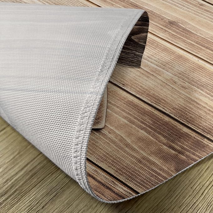 Ambesonne Valentines Day Place Mats Set of 8, Rustic Heart Over Wooden Planks Background Lovers Corner Romantic Celebration Print, Washable Fabric Placemats for Dining Table, Placemat 8 pcs, Tan