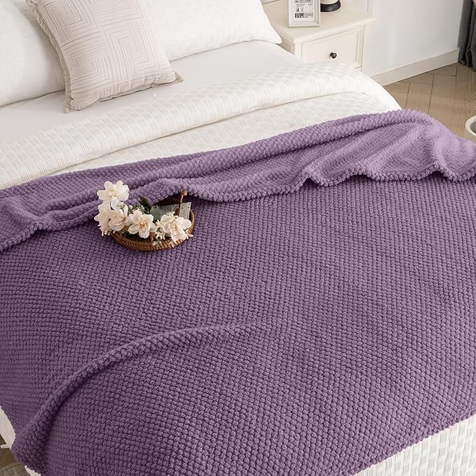 Purple 300GSM Fleece Throw Blanket for Couch Sofa Bed, 50x70 Soft Cozy Flannel Blankets, Lightweight Fuzzy Fluffy Throws for Women