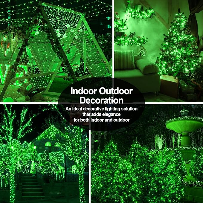 403 FT 1000 LED String Lights Outdoor Decorations Halloween Fairy Lights Waterproof 8 Modes Timer Clear Wire String Lights for Outside House Tree Patio Yard Wedding Party Holiday-Green