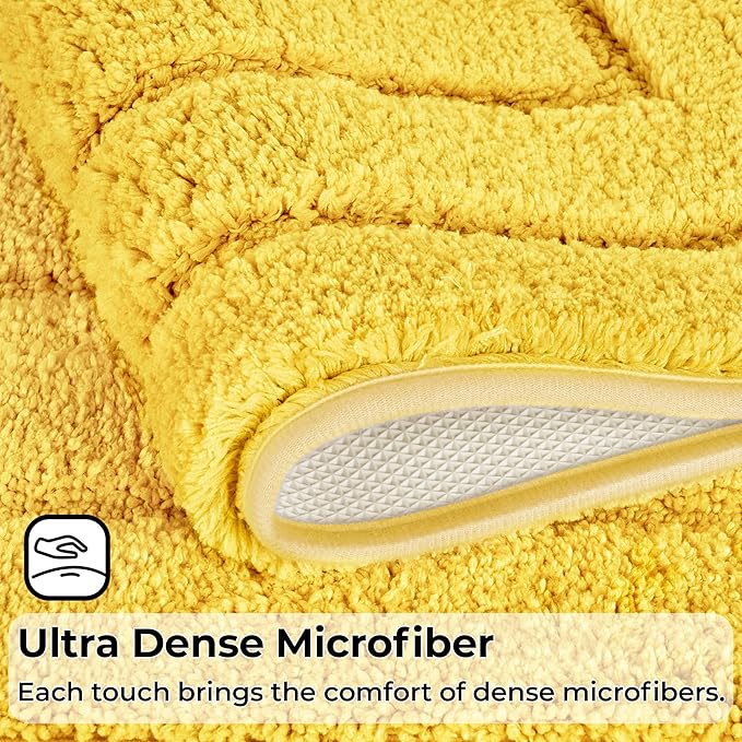 GRANNY SAYS Bathroom Toilet Rugs U Shaped, Bath Mats for Bathroom, Bath Rugs Non Slip Washable, Absorbent Microfiber Toilet Mat, Soft Plush Shaggy Bath Carpet, 20" x 24", Yellow